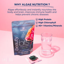 Load image into Gallery viewer, Close-up of BEAUTYbits Spirulina Algae Tablets — vegan, organic, and rich in plant protein.
